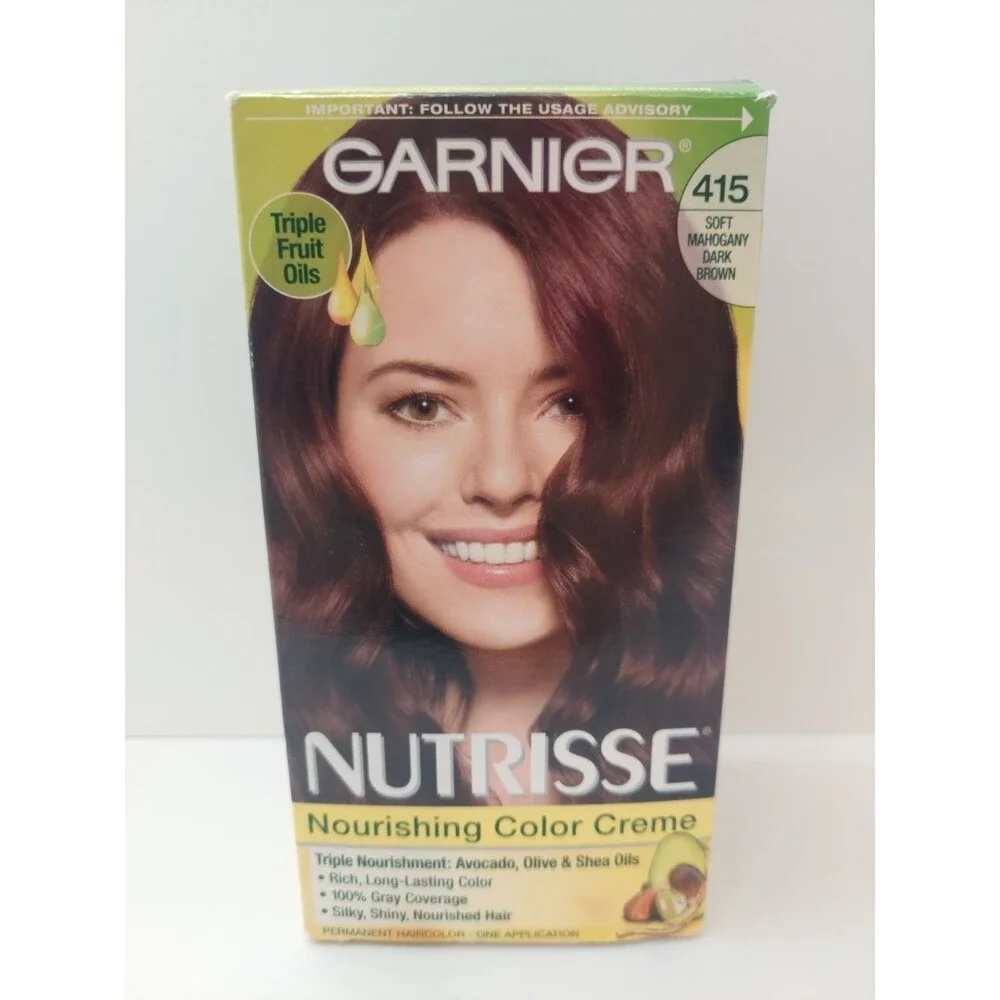 Garnier Nutrisse Color Creme #415 Soft Mahogany Dark Brown Hair Coloring 1 Kit
